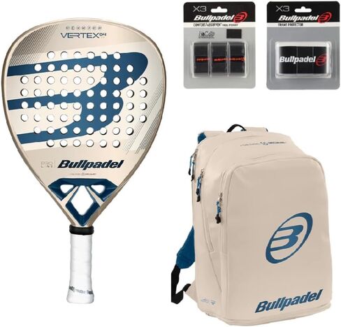 BULLPADEL Padel Racket Pack Vertex 04 W | Professional Padel Set | Diamond Shape Paddle Racket, Fibrix Face, MultiEva Core | CURVAKTIV & Air Power | Includes Vertex Backpack, Overgrip & Protector in Kuwait