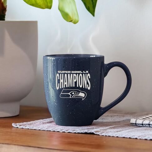 Rico Industries NFL Football Seattle Seahawks 2026 Super Bowl LX Champions 16 oz Team Color Laser Engraved Speckled Ceramic Coffee Mug in Saudi Arabia