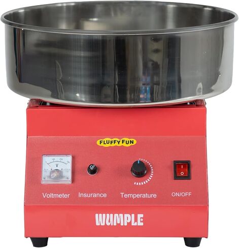 Cotton Candy Machine - 1000W Commercial-Grade Electric Cotton Candy Maker - 3-Minute Heat-Up - Stainless Steel Bowl - for Parties, Carnivals & Home Use - Red in Kuwait