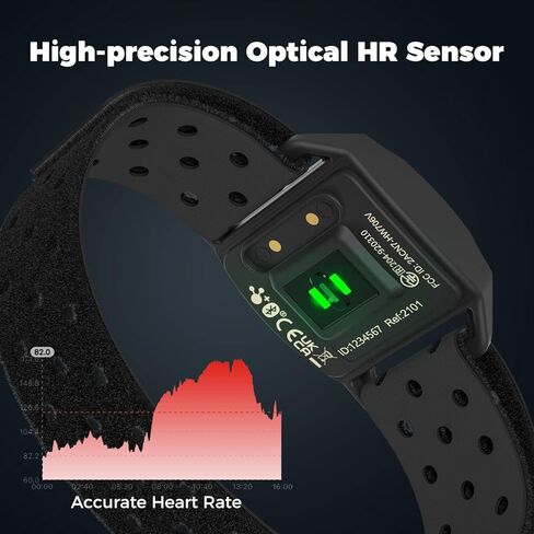 COOSPO Armband Heart Rate Monitor, Bluetooth ANT+ HR Optical Sensor for Sport, Rechargeable Dual Band IP67 HRM, Compatible with Peloton,Wahoo,Polar Beat,Strava,DDP Yoga in Kuwait