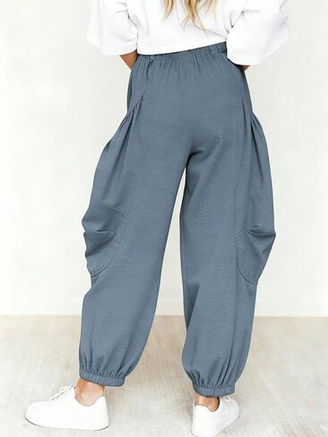 Himosyber المرأة فضفاض الحريم السراويل عارضة فضفاضة مرنة عالية الخصر صالة Sweatpants مريح الركض مع جيوب in Kuwait