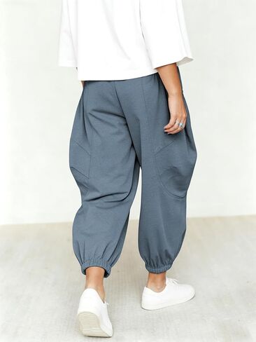 Himosyber المرأة فضفاض الحريم السراويل عارضة فضفاضة مرنة عالية الخصر صالة Sweatpants مريح الركض مع جيوب in Kuwait