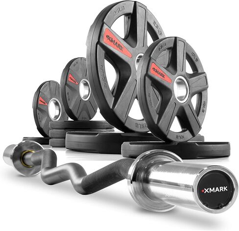 XMark EZ Curl Bar أو مجموعة الوزن الأوليمبي مع EZ Curl Bar، مجموعة ألواح الوزن in Kuwait