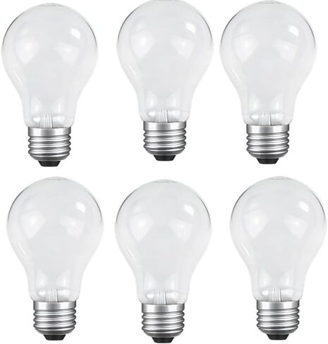 لمبات الإضاءة المتوهجة 60 وات، E26 A19 60 وات مصابيح تعتيم بدون خطوات 400 لومن، 3000 كلفن أبيض دافئ ناعم، لمبة فتيل متوهجة من الزجاج الشفاف العتيق للمنزل (6 عبوات) in Kuwait