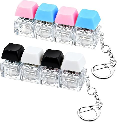 2 PCS Keyboard Fidget Toy, Keyboard Fidget Keychain 4-in-1 Keyboard Decompression Button Finger Clicker Toys, Button Stress Relief Fidget Gifts to Relief Stress (Clear Black) in Saudi Arabia