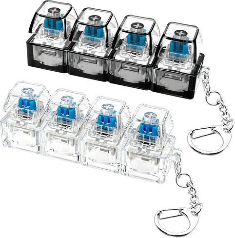 2 PCS Keyboard Fidget Toy, Keyboard Fidget Keychain 4-in-1 Keyboard Decompression Button Finger Clicker Toys, Button Stress Relief Fidget Gifts to Relief Stress (Clear Black) in Kuwait