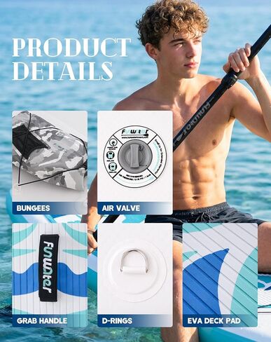 FunWater Inflatable 10'6×33"×6" Ultra-Light (17.6lbs) SUP for All Skill Levels Everything Included with Stand Up Paddle Board, Adj Floating Paddles, Pump, ISUP Travel Backpack, Leash,Waterproof Bag in Saudi Arabia