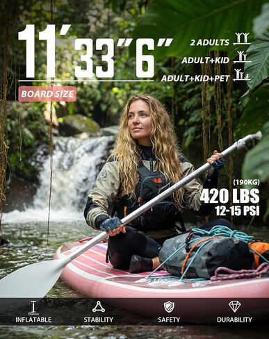 لوح تجديف قابل للنفخ بطول 11 بوصة من Tuxedo Sailor مع ملحقات SUP وسطح EVA مضاد للانزلاق وزعنفة كبيرة وألواح تجديف للبالغين والشباب من جميع مستويات المهارة in Kuwait