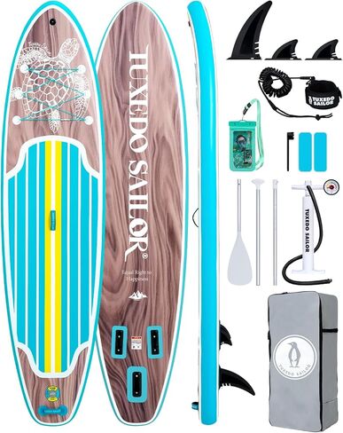 لوح تجديف قابل للنفخ بطول 11 بوصة من Tuxedo Sailor مع ملحقات SUP وسطح EVA مضاد للانزلاق وزعنفة كبيرة وألواح تجديف للبالغين والشباب من جميع مستويات المهارة in Kuwait