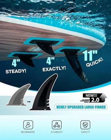 لوح تجديف قابل للنفخ بطول 11 بوصة من Tuxedo Sailor مع ملحقات SUP وسطح EVA مضاد للانزلاق وزعنفة كبيرة وألواح تجديف للبالغين والشباب من جميع مستويات المهارة in Kuwait