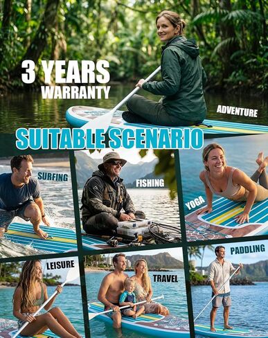 لوح تجديف قابل للنفخ بطول 11 بوصة من Tuxedo Sailor مع ملحقات SUP وسطح EVA مضاد للانزلاق وزعنفة كبيرة وألواح تجديف للبالغين والشباب من جميع مستويات المهارة in Kuwait