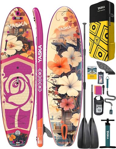 YASKA Inflatable Stand up Paddle Board 11ft with Premium SUP Accessories,Extra Wide Design Non-Slip Paddleboard for Beginner Adults Advenor Yoga Fishing in Saudi Arabia