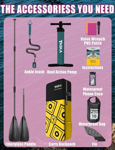 YASKA Inflatable Stand up Paddle Board 11ft with Premium SUP Accessories,Extra Wide Design Non-Slip Paddleboard for Beginner Adults Advenor Yoga Fishing in Saudi Arabia