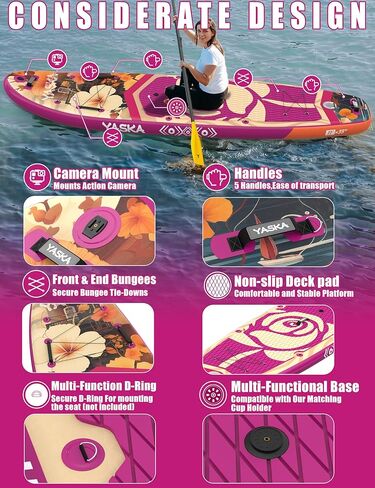 YASKA Inflatable Stand up Paddle Board 11ft with Premium SUP Accessories,Extra Wide Design Non-Slip Paddleboard for Beginner Adults Advenor Yoga Fishing in Saudi Arabia