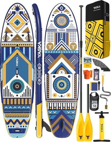 YASKA Inflatable Stand up Paddle Board 11ft with Premium SUP Accessories,Extra Wide Design Non-Slip Paddleboard for Beginner Adults Advenor Yoga Fishing in Saudi Arabia