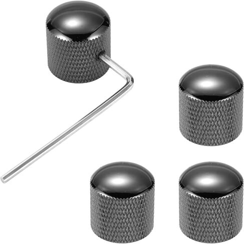 4pcs Electric Guitar Knobs, Black Nickel Guitar Knobs Guitar Volume Tone Knobs Metal Guitar Knobs Guitar Metal Dome Knobs with Hex Wrench for Electric Guitar Bass in Saudi Arabia