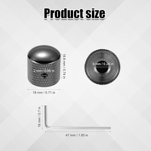 4pcs Electric Guitar Knobs, Black Nickel Guitar Knobs Guitar Volume Tone Knobs Metal Guitar Knobs Guitar Metal Dome Knobs with Hex Wrench for Electric Guitar Bass in Saudi Arabia