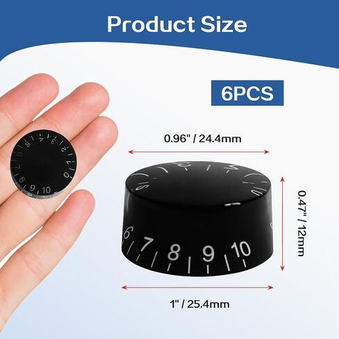 6 قطع من مقابض الجيتار الكهربائي 24 مقبضًا لحجم الجيتار الرفيع، مقبض التحكم في درجة الصوت وسرعة الصوت لأجزاء طراز Les Paul in Kuwait