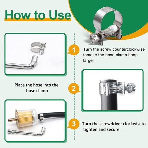 125PCS 304 Stainless Steel Hose Clamps Assortment Adjustable 9/32"-23/32" Dia (7-18mm) Heavy Duty Metal Small Hose Clamps for Radiator Plumbing, Automotive,Diesel Petrol Pipe,Fuel Line in Kuwait