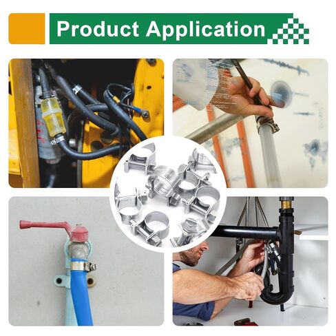 125PCS 304 Stainless Steel Hose Clamps Assortment Adjustable 9/32"-23/32" Dia (7-18mm) Heavy Duty Metal Small Hose Clamps for Radiator Plumbing, Automotive,Diesel Petrol Pipe,Fuel Line in Kuwait