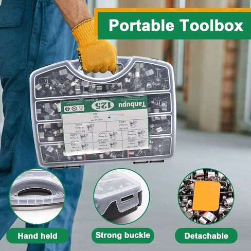 125PCS 304 Stainless Steel Hose Clamps Assortment Adjustable 9/32"-23/32" Dia (7-18mm) Heavy Duty Metal Small Hose Clamps for Radiator Plumbing, Automotive,Diesel Petrol Pipe,Fuel Line in Kuwait