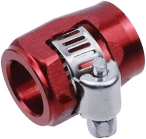 6AN Hose Finisher with Clamp 4Pcs Red, AN6 Aluminum Hex Hose End Fitting for Fuel Line, Oil Water Pipe, Stainless Braided & Rubber Hoses, Screw Band Clamp Adapter in Saudi Arabia
