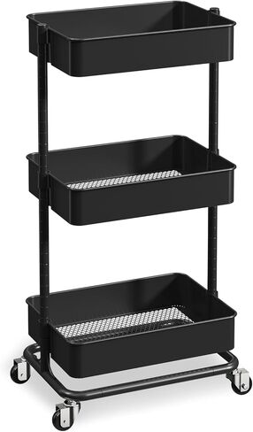 3 Tier Modern Metal Rolling Tool Cart مع عجلات صامتة ، 17.72 × 12.40 × 35.04 بوصة منظم Trolley Trolley Trolley للمكتب ، غرفة المعيشة ، المطبخ ، (أبيض) in Kuwait