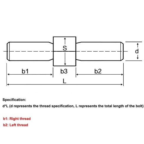 304ss Double Ended Threaded Rods - M5 M6 M8 Positive and Negative Thread Bar (2pcs) - Custom Lengths Available 2pc(M6x30mm) in Saudi Arabia