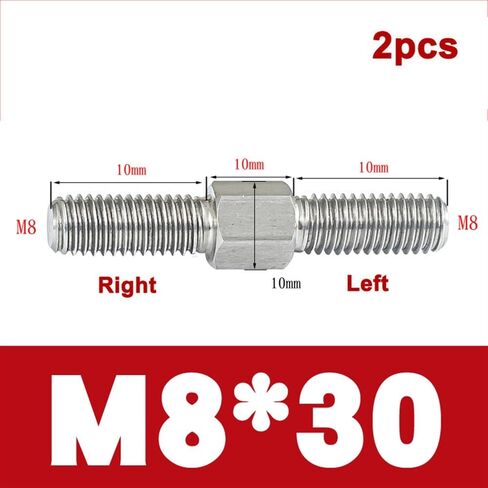 304ss Double Ended Threaded Rods - M5 M6 M8 Positive and Negative Thread Bar (2pcs) - Custom Lengths Available 2pc(M6x30mm) in Saudi Arabia