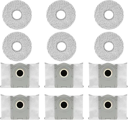 Replacement ECOVACS Accessory 6-Washable Vacuum Mop Cloths / 6-Pack Large Capacity Dust Bags：Compatible with DEEBOT T50 Max/T50 Pro/T50 Omni/T50 Pro Omni/T50 Max Pro Vacuum Cleaner Parts Accessories in Saudi Arabia