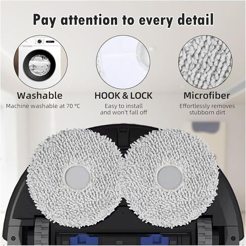 Replacement ECOVACS Accessory 6-Washable Vacuum Mop Cloths / 6-Pack Large Capacity Dust Bags：Compatible with DEEBOT T50 Max/T50 Pro/T50 Omni/T50 Pro Omni/T50 Max Pro Vacuum Cleaner Parts Accessories in Saudi Arabia