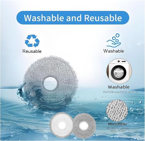 Replacement ECOVACS Accessory 6-Washable Vacuum Mop Cloths / 6-Pack Large Capacity Dust Bags：Compatible with DEEBOT T50 Max/T50 Pro/T50 Omni/T50 Pro Omni/T50 Max Pro Vacuum Cleaner Parts Accessories in Saudi Arabia