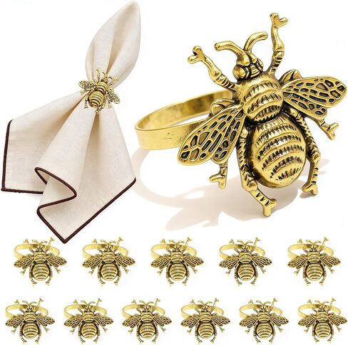 Bee Napkin Rings Set of 12 Gold Bumblebee Napkin Ring Holders for Spring Party Wedding Baby Shower Brithday Table Setting,Bug Insect Napkin Holders for Rustic Farmhouse Dinner Table Decor in Saudi Arabia