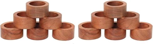 مجموعة حلقات مناديل الراتنج الكلاسيكية المصنوعة يدويًا، حاملات طاولات الطعام للاستخدام اليومي، والعطلات، والكريسماس، وعيد الشكر، وديكور المزرعة (راتنج خشبي، مجموعة من 12) in Kuwait