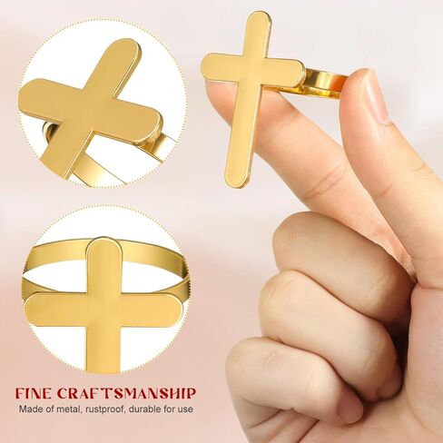 MAGICLULU 4Pcs Easter Napkin Rings Cross Napkin Ring Holders Metal Cross Serviette Buckle for Jesus Christian Easter Party Dining Table Decoration Gold in Saudi Arabia