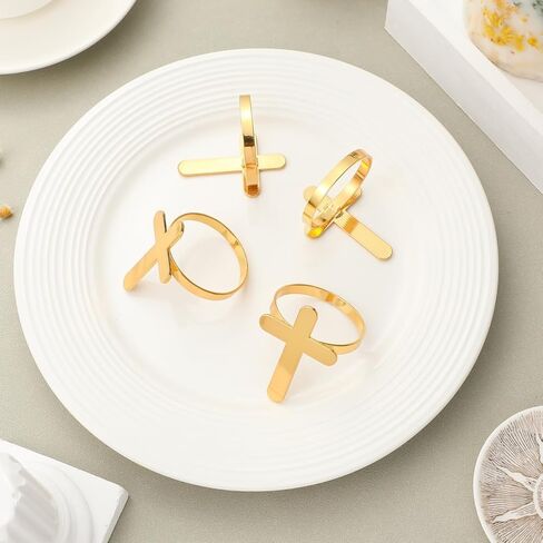 MAGICLULU 4Pcs Easter Napkin Rings Cross Napkin Ring Holders Metal Cross Serviette Buckle for Jesus Christian Easter Party Dining Table Decoration Gold in Saudi Arabia