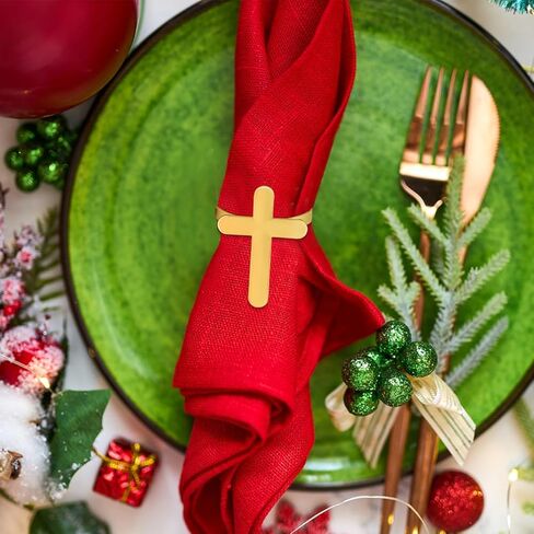 MAGICLULU 4Pcs Easter Napkin Rings Cross Napkin Ring Holders Metal Cross Serviette Buckle for Jesus Christian Easter Party Dining Table Decoration Gold in Saudi Arabia