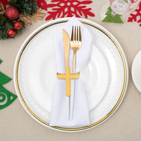 MAGICLULU 4Pcs Easter Napkin Rings Cross Napkin Ring Holders Metal Cross Serviette Buckle for Jesus Christian Easter Party Dining Table Decoration Gold in Saudi Arabia