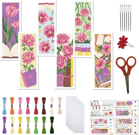 FreeBloss 6 Set Cross Stitch Lockmark Kit Stamped Cross Stitch Kit Fantasy Clouds Temproidery مجموعة مع تعليمات للبالغين 8 ''*2.4 '' in Kuwait