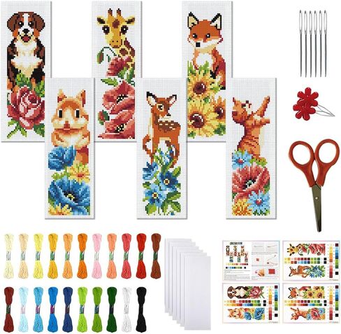 FreeBloss 6 Set Cross Stitch Lockmark Kit Stamped Cross Stitch Kit Fantasy Clouds Temproidery مجموعة مع تعليمات للبالغين 8 ''*2.4 '' in Kuwait