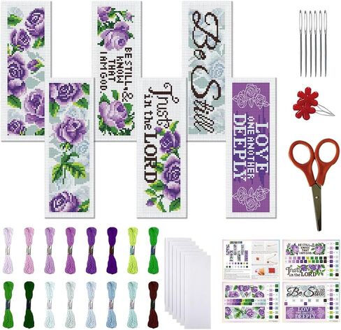 FreeBloss 6 Set Cross Stitch Lockmark Kit Stamped Cross Stitch Kit Fantasy Clouds Temproidery مجموعة مع تعليمات للبالغين 8 ''*2.4 '' in Kuwait