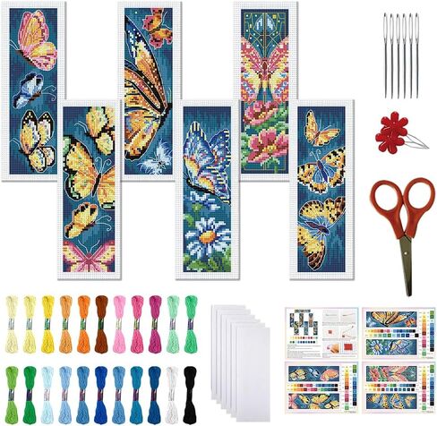 FreeBloss 6 Set Cross Stitch Lockmark Kit Stamped Cross Stitch Kit Fantasy Clouds Temproidery مجموعة مع تعليمات للبالغين 8 ''*2.4 '' in Kuwait