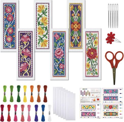 FreeBloss 6 Set Cross Stitch Lockmark Kit Stamped Cross Stitch Kit Fantasy Clouds Temproidery مجموعة مع تعليمات للبالغين 8 ''*2.4 '' in Kuwait