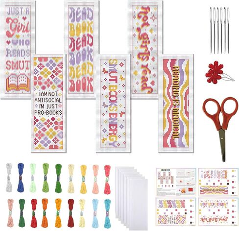 FreeBloss 6 Set Cross Stitch Lockmark Kit Stamped Cross Stitch Kit Fantasy Clouds Temproidery مجموعة مع تعليمات للبالغين 8 ''*2.4 '' in Kuwait