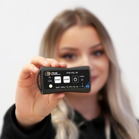 مقياس تسارع PCE-VDL 16I من أدوات PCE، للاهتزاز والمراقبة البيئية، يقيس ما يصل إلى 800 هرتز، إلى جانب درجة الحرارة والرطوبة وضغط الهواء والكشف عن الضوء in Kuwait