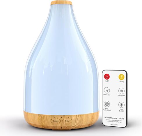 Essential Oil Diffuser for Home, 300ML Modern Décor Aromatherapy Diffusers Large Room Fresh Air Scent, Ultrasonic Cool Mist Humidifier & Color Light, 1-3-6H Timer Auto Shut-Off, Brown in Kuwait