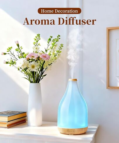 Essential Oil Diffuser for Home, 300ML Modern Décor Aromatherapy Diffusers Large Room Fresh Air Scent, Ultrasonic Cool Mist Humidifier & Color Light, 1-3-6H Timer Auto Shut-Off, Brown in Kuwait