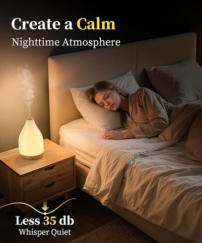 Essential Oil Diffuser for Home, 300ML Modern Décor Aromatherapy Diffusers Large Room Fresh Air Scent, Ultrasonic Cool Mist Humidifier & Color Light, 1-3-6H Timer Auto Shut-Off, Brown in Kuwait