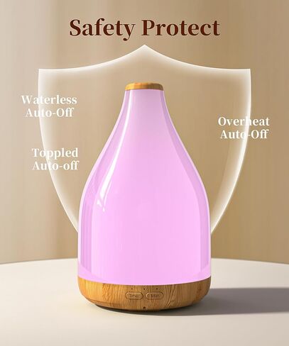 Essential Oil Diffuser for Home, 300ML Modern Décor Aromatherapy Diffusers Large Room Fresh Air Scent, Ultrasonic Cool Mist Humidifier & Color Light, 1-3-6H Timer Auto Shut-Off, Brown in Kuwait