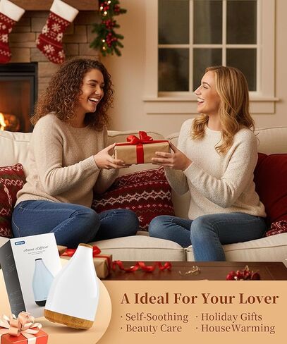 Essential Oil Diffuser for Home, 300ML Modern Décor Aromatherapy Diffusers Large Room Fresh Air Scent, Ultrasonic Cool Mist Humidifier & Color Light, 1-3-6H Timer Auto Shut-Off, Brown in Kuwait